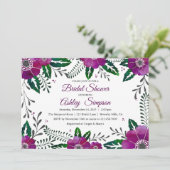 Invitation Douche nuptiale à cadre fleuri violet (Debout devant)