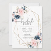 Invitation Douche nuptiale à cadre géométrique floral de mari (Devant)