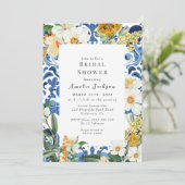 Invitation Douche nuptiale à fleurs bleues (Debout devant)