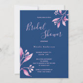 Invitation Douche nuptiale à fleurs couleur bleu rose (Devant)