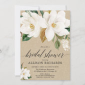 Invitation Douche nuptiale à fleurs de magnolia blanc rustiqu (Devant)