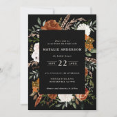 Invitation Douche nuptiale à fleurs de terre cuite noire (Devant)