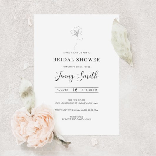 Invitation Douche nuptiale à fleurs dessinée à la main