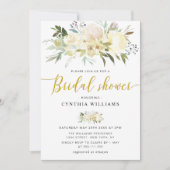 Invitation douche nuptiale à fleurs d'ivoire (Devant)