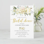 Invitation douche nuptiale à fleurs d'ivoire (Debout devant)