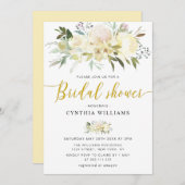 Invitation douche nuptiale à fleurs d'ivoire (Devant / Derrière)