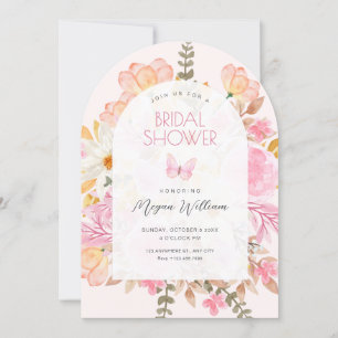 Invitation Douche nuptiale à fleurs roses