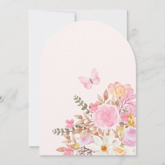 Invitation Douche nuptiale à fleurs roses (Dos)