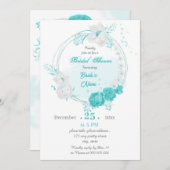Invitation douche nuptiale à fleurs turquoise (Devant / Derrière)