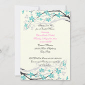 Invitation Douche nuptiale à fleurs turquoise, rose mariage c (Devant)