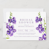 Invitation Douche nuptiale à fleurs violettes (Devant)