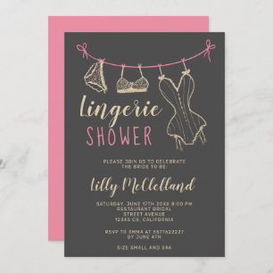 Invitation Douche nuptiale à lingerie chic en or filé