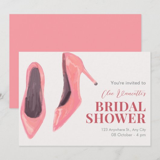 Invitation Douche nuptiale à main rose (Devant / Derrière)