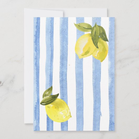 Invitation Douche nuptiale à rayures bleues (Dos)