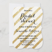 Invitation Douche nuptiale à rayures dorées (Devant)