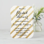 Invitation Douche nuptiale à rayures dorées (Debout devant)