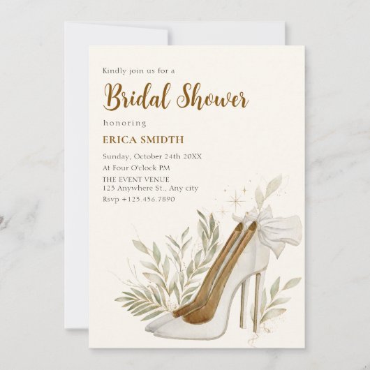 Invitation Douche nuptiale à talons hauts floraux (Devant)