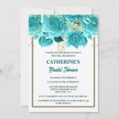 Invitation Douche nuptiale Aqua or blanc rose (Devant)