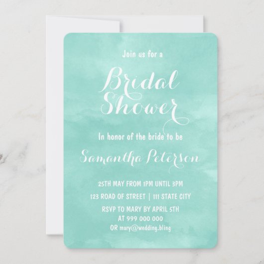 Invitation Douche nuptiale aqua vert moderne (Devant)