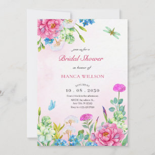 Invitation Douche nuptiale aquarelle à motifs floraux