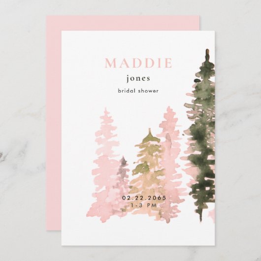 Invitation Douche nuptiale aquarelle en bois (Devant / Derrière)