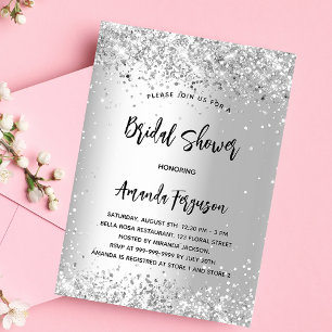 Invitation Douche nuptiale argent luxe