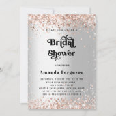 Invitation Douche nuptiale argent rose or moderne (Devant)