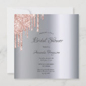 Invitation Douche nuptiale argent rose robe or parties scinti (Dos)