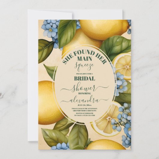 Invitation Douche nuptiale au citron Elle a trouvé son presso (Devant)