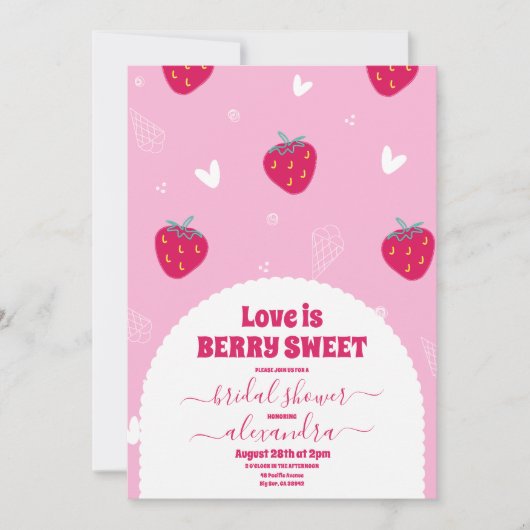 Invitation Douche nuptiale aux baies roses (Devant)