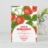 Invitation Douche nuptiale aux baies roses (Debout devant)