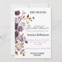 "douche nuptiale aux fleurs violettes et aux feuil