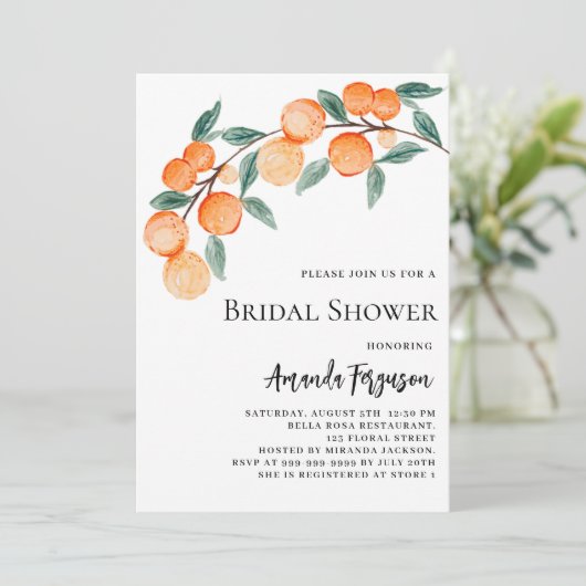Invitation Douche nuptiale aux oranges (Debout devant)