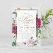 Invitation Douche nuptiale aux roses roses roses rousses de M (Debout devant)