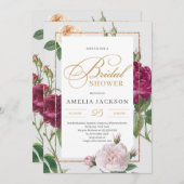 Invitation Douche nuptiale aux roses roses roses rousses de M (Devant / Derrière)