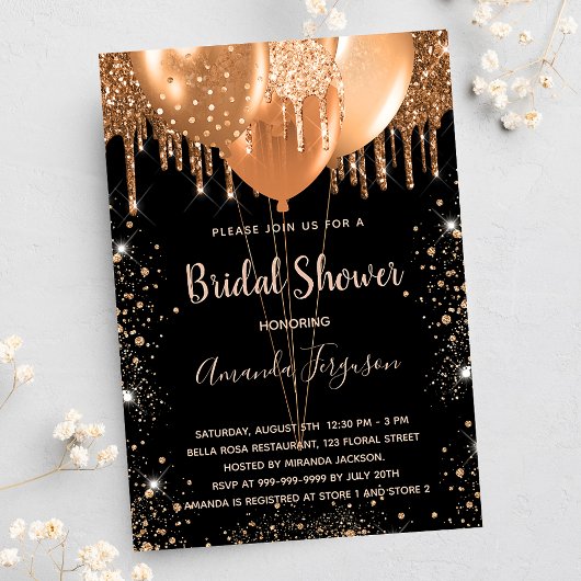Invitation Douche nuptiale ballons de parties scintillant en