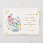 Invitation Douche nuptiale beterfly tasse à thé (Devant / Derrière)