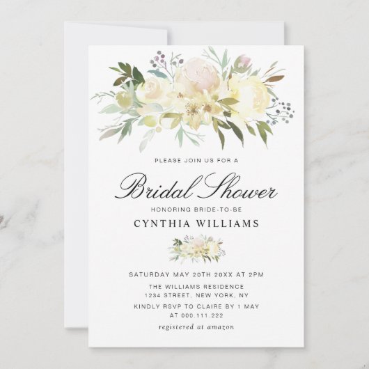 Invitation douche nuptiale blanche (Devant)