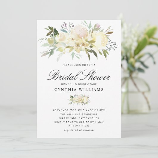 Invitation douche nuptiale blanche (Debout devant)