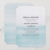Invitation Douche nuptiale bleu aquarelle. Mariage nautique (Devant / Derrière)