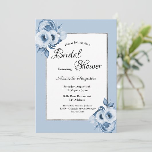 Invitation Douche nuptiale bleu-bleu (Debout devant)
