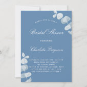 Invitation Douche nuptiale bleu Dusty blanc eucalyptus (Devant)
