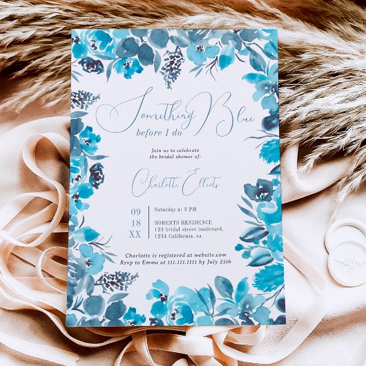 Invitation Douche nuptiale bleu floral