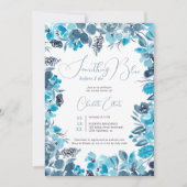 Invitation Douche nuptiale bleu floral (Devant)