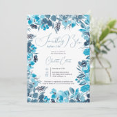 Invitation Douche nuptiale bleu floral (Debout devant)