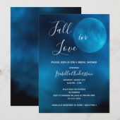 Invitation Douche nuptiale bleu lune tomber amoureux romantiq (Devant / Derrière)