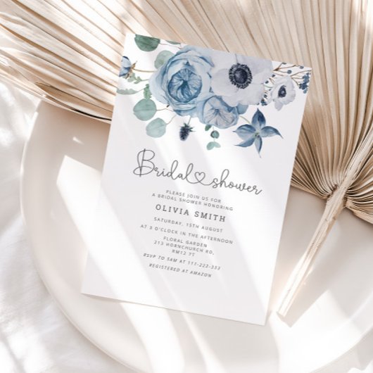 Invitation Douche nuptiale bleu poussiéreux