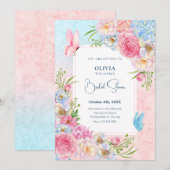 Invitation Douche nuptiale bleu rose (Devant / Derrière)