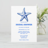 Invitation Douche nuptiale bleu Starfish (Debout devant)