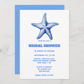 Invitation Douche nuptiale bleu Starfish (Devant / Derrière)